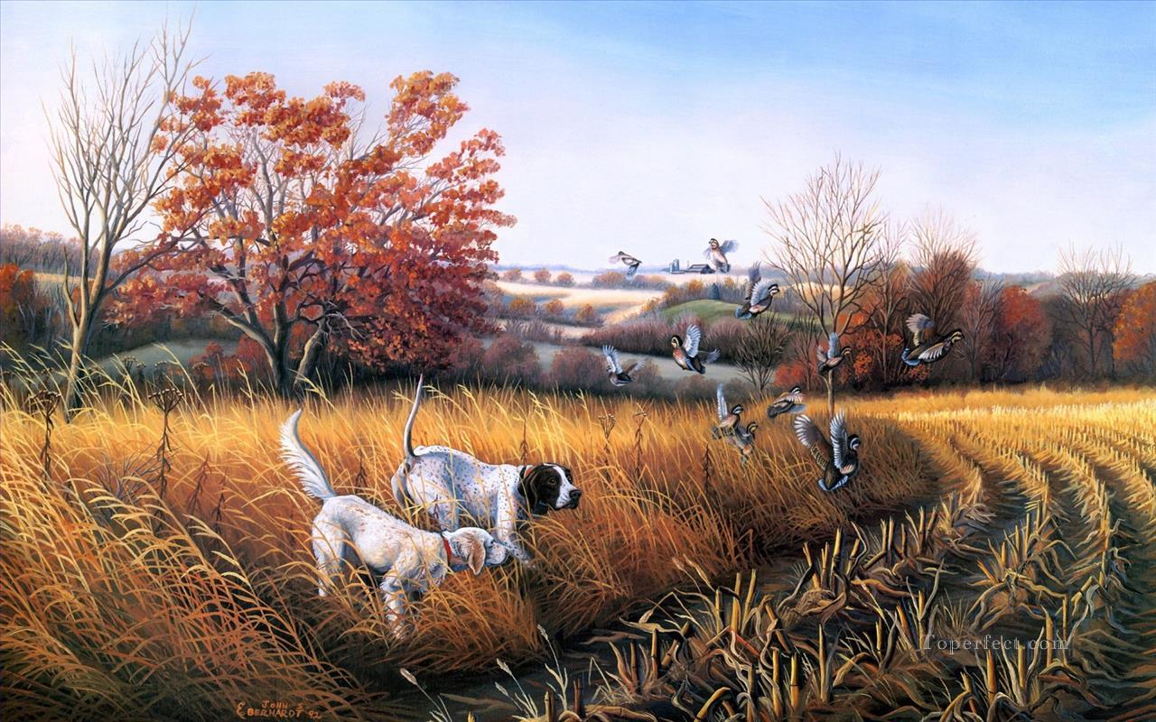hunting dogs prey on mallards Oil Paintings